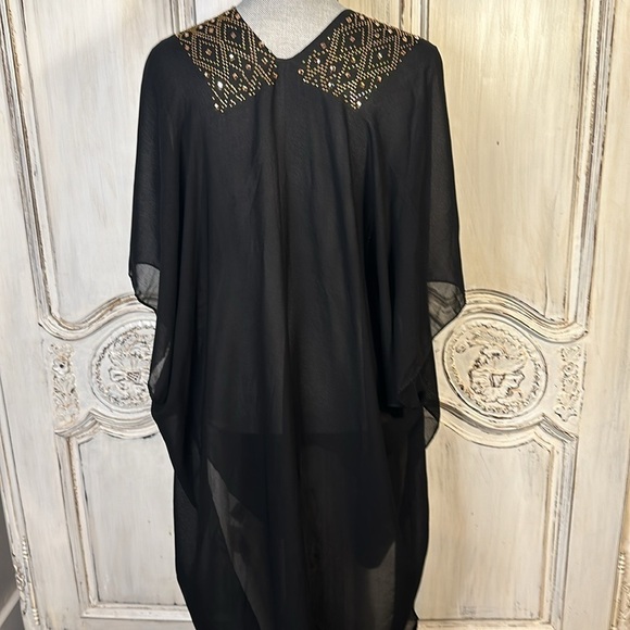 Jessica Mc Clintock Sheer with Rose Gold Faux Rhinestone Embellished  Kimono NWT - Picture 9 of 12